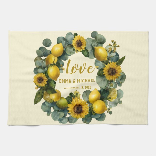 Linge De Cuisine Tournesol Lemon Wreath Love Design (Horizontal)