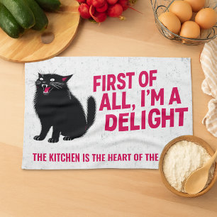 Linge De Cuisine Tout d'abord, je suis un chat noir rugissant ravis