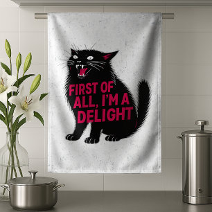 Linge De Cuisine Tout D'abord Je Suis Un Délice Chat Noir Rugissant