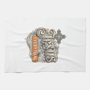 Linge De Cuisine Tout Jésus Vintage Typographie Chrétienne Design