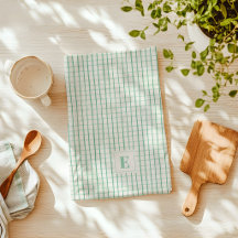 Towel de cuisine à carreaux dessinés à la main ver