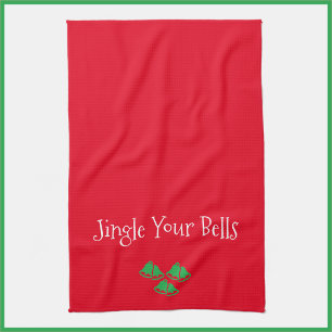 Linge De Cuisine Towel de cuisine de Noël Cloches Rouge Drôle