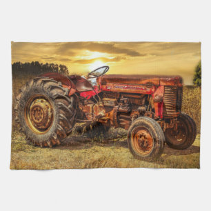 Linge De Cuisine Tracteur agricole tracteur rouge antique Tracteur