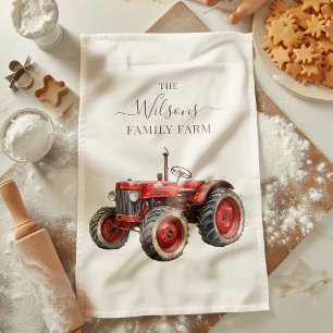 Linge De Cuisine Tracteur rouge rustique vintage de la ferme famili