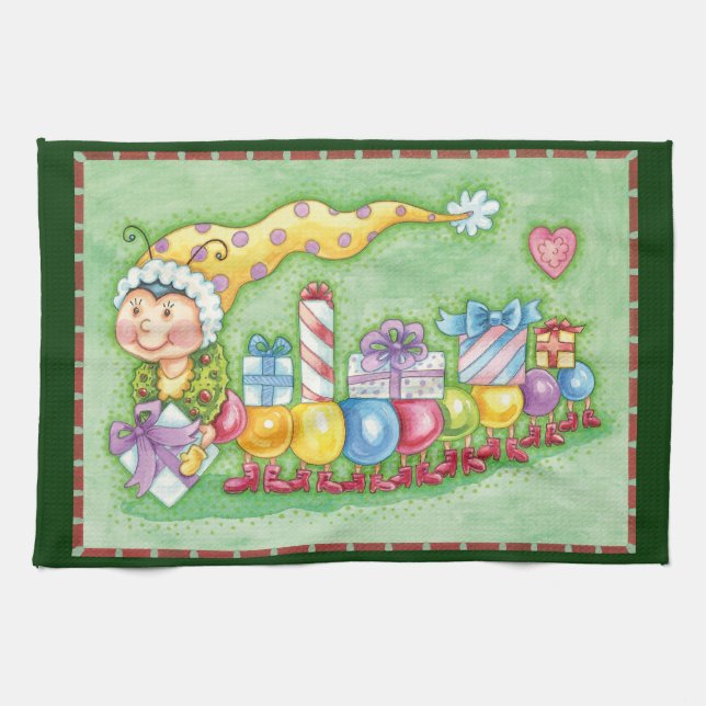 Linge De Cuisine Train à chenille de Noël avec présentoirs (Horizontal)