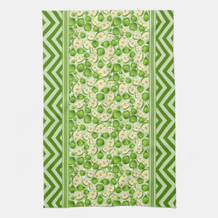 Linge De Cuisine Tranche de pomme mignonne pois et chevron vert