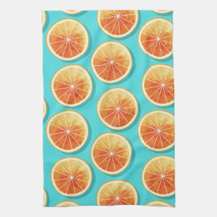 Linge De Cuisine Tranches orange sur bleu