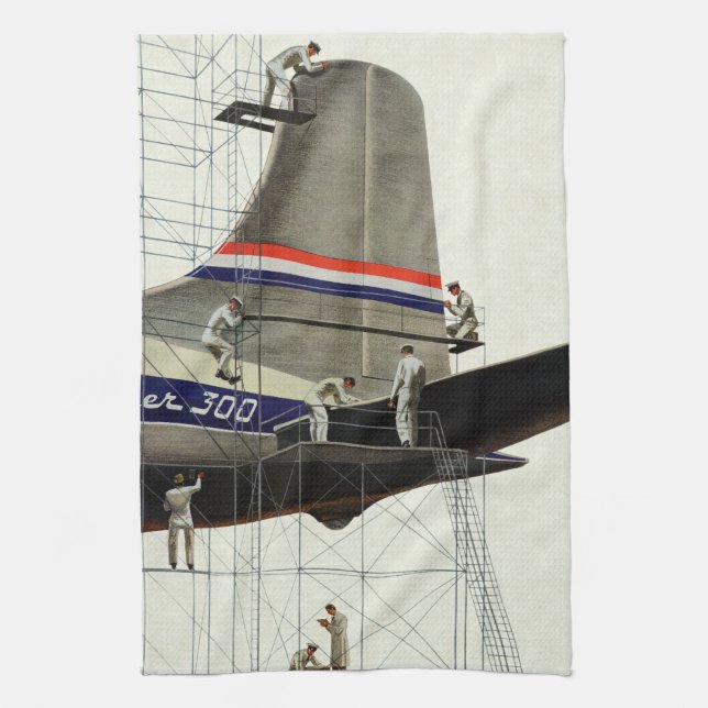 Linge De Cuisine Transport vintage, Maintenance d'avion (Vertical)