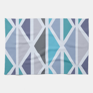 Linge De Cuisine Triangles d'art géométrique rétro gris turquoise