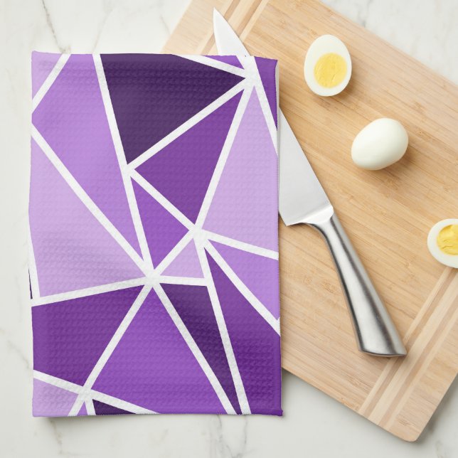 Linge De Cuisine Triangles géométriques Abstraits, Violet, Lilac (Quart Plié)