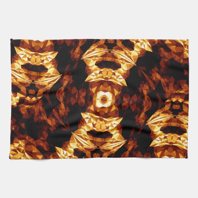Linge De Cuisine Triangles géométriques Orange Brown noir Abstrait (Horizontal)