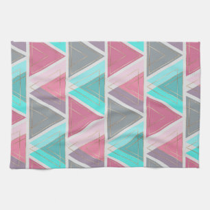 Linge De Cuisine Triangles géométriques Turquoises d'or rose modern