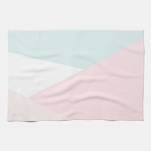 Linge De Cuisine Triangles moderne Motif bleu et rose géométrique