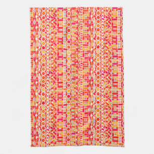 Linge De Cuisine Tribal Batik - corail orange et corail rose