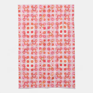 Linge De Cuisine Tribal Batik - fraise rose et rouge