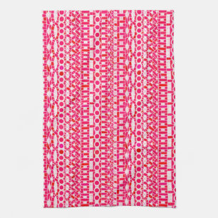 Linge De Cuisine Tribal Batik - Rouge profond, marron et blanc