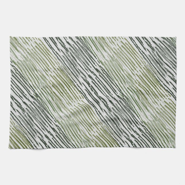 Linge De Cuisine Tribal Green Stripes Abstract Pattern  (Horizontal)