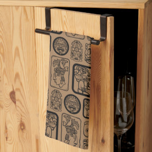 Linge De Cuisine Tribal MAYA ancien masque motif 1