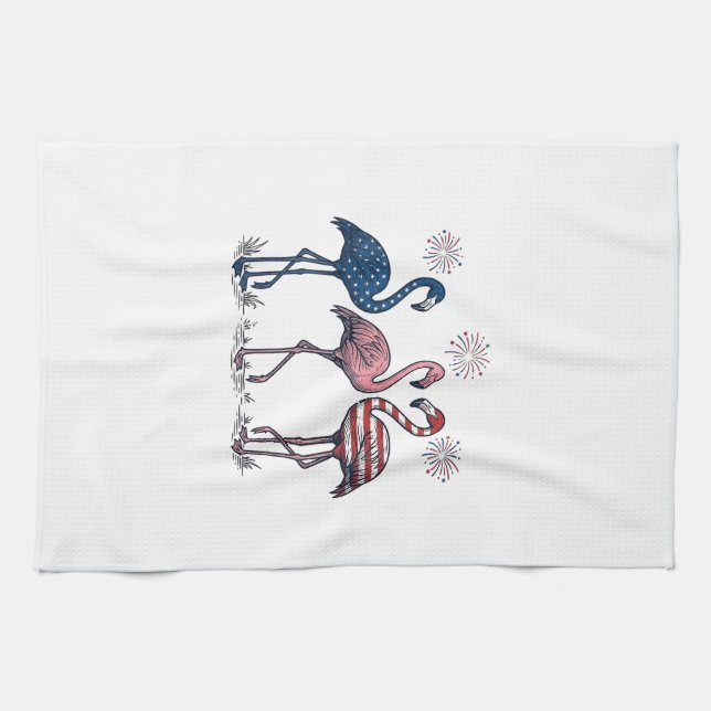 Linge De Cuisine Trio de flamants patriotiques dessin de gravure vi (Horizontal)