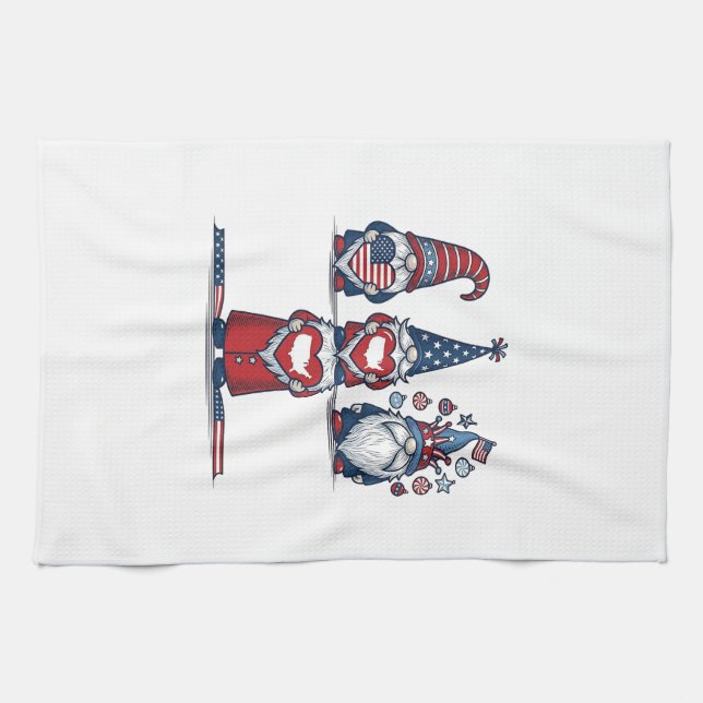 Linge De Cuisine Trio de gnomes patriotiques dessin vectoriel vinta (Horizontal)