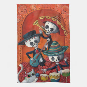 Linge De Cuisine Trio de mariachi de Dia de Los Muertos Skeleton