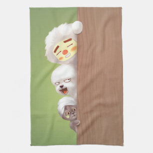 Linge De Cuisine Trio indiscret : Pile d'animaux drôles et chiot so