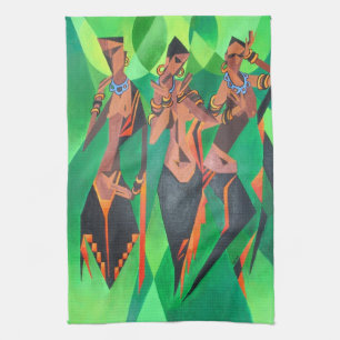 Linge De Cuisine Trois Femmes Noires Traditionnelles Ethniques Dans