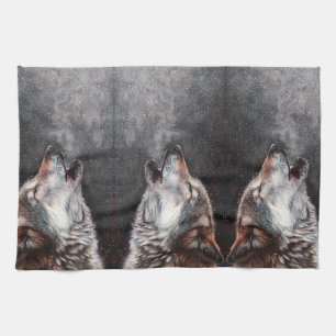Linge De Cuisine Trois loups hurlant