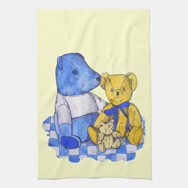 Linge De Cuisine trois mignonnes peluches en tissu de pique-nique a (Vertical)