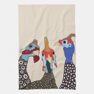 Linge De Cuisine Trois mignons Oiseaux à tête molle de Guinée