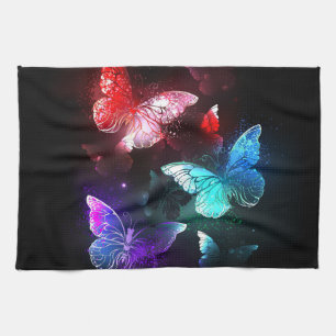 Linge De Cuisine Trois papillons brillants sur l'arrière - plan de 