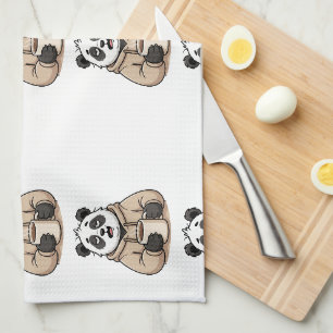 Linge De Cuisine Trop fatigué pour fonctionner Panda Café Dessin an