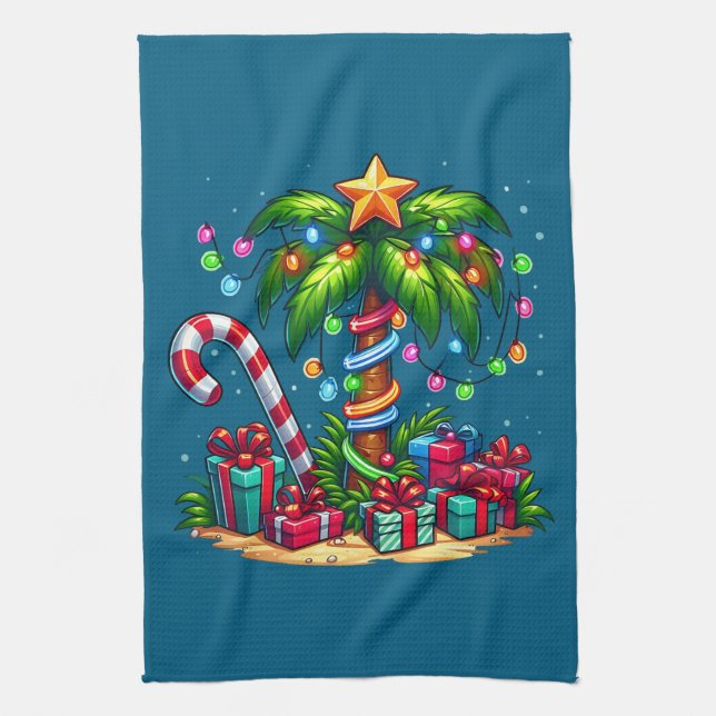 Linge De Cuisine Tropical Christmas Holiday Palm Tree (Vertical)