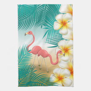 Linge De Cuisine Tropical Flamants roses Beach Paradise