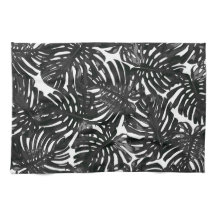 Tropical moderne Noir Blanc Jungle Feuilles