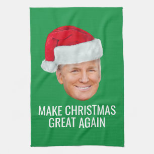 Linge De Cuisine Trump avec chapeau de Père Noël - Faire de Noël un