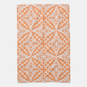 Linge De Cuisine Tuiles marocaines - orange et blanc de corail