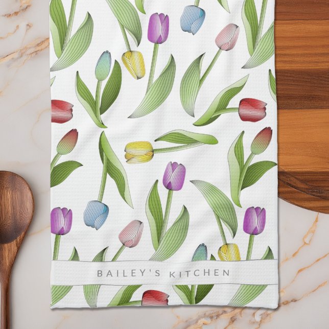 Linge De Cuisine Tulipe colorée moderne personnalisée (Créateur téléchargé)