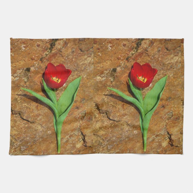 Linge De Cuisine Tulipe jaune et rouge (Horizontal)