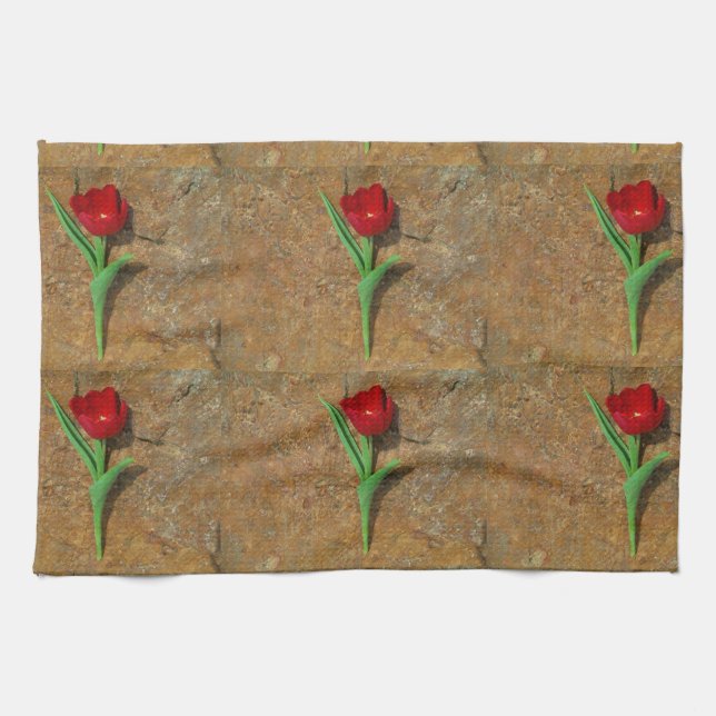 Linge De Cuisine Tulipe rouge et jaune (Horizontal)