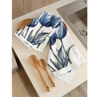 Linge De Cuisine Tulipes en bleu de Delft