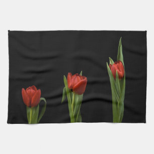 Linge De Cuisine Tulipes rouges vibrantes élégantes sur la