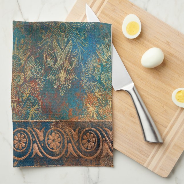 Linge De Cuisine Turquoise Cooper Patina Turquoise (Quart Plié)
