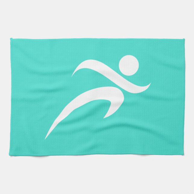Linge De Cuisine Turquoise ; Coupage bleu vert (Horizontal)