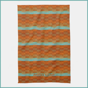 Linge De Cuisine Turquoise géométrique et Abstrait orange