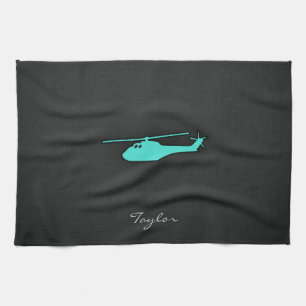 Linge De Cuisine Turquoise; Hélicoptère bleu vert