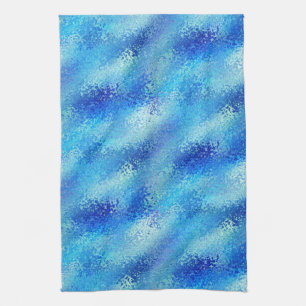 Linge De Cuisine Turquoise & Royal Bleu Artistique Texture Abstrait