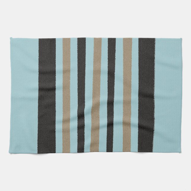 Linge De Cuisine Turquoise Vert Bleu Jaune Bleu Grandes Noires (Horizontal)