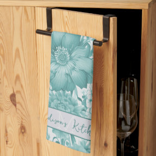 Linge De Cuisine Turquoise Vintage Chinoiserie Floral Personnalisé