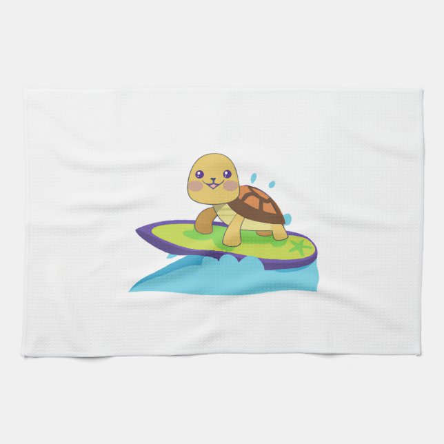 Linge De Cuisine Turtle on surfboard (Horizontal)